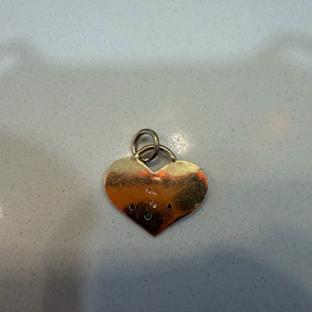 Paula Elaine Barnett UFO heart charm 14k gold - Picture 3 of 4